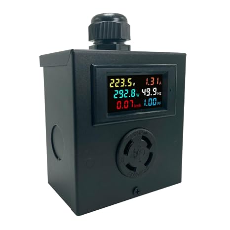 L14-30 Outlet Meter Box Installation Kit Assembly Required for Custom Application w/Box, Recepticle, LCD Meter, Screws, Cable Gland 120-240v Ampmeter, Voltmeter, Monitor Energy Usage