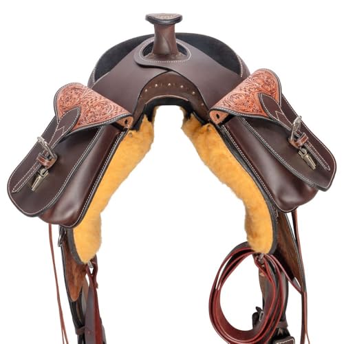 Schneiders Tooled Leather Trail Horn Bag | Durable Hand-Tooled Argentine Leather | Convenient Trail Storage for Essentials | Perfect for Western Saddles