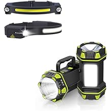 AlpsWolf 2Pcs LED Headlamp Rechargeable with 2Pcs Camping Flashlights Rechargeable