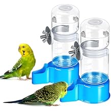 BWOGUE 2PCS Automatic Bird Water Dispenser, 4.73 Fl Oz Parakeet Water Dispenser for Cage No Mess Suspended Bird Water Feeder for Cockatiel Budgie Conure Lovebirds