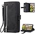 XYX Wallet Case for Oppo A78 5G, Multi-Function Flip Folio 9 Card Slots Phone Case with Zipped Pocket Wrist Strap for Oppo A78 5G, Black