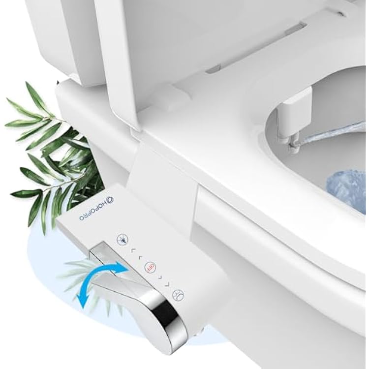 HOPOPRO Bidet Attachment for Toilet, Non-Electric Bidet Ultra-Slim Dual Nozzle FeminineRear Wash, Cold Water Bidets Sprayer for Existing Toilets with Adjustable Pressure Control 1-Min Install