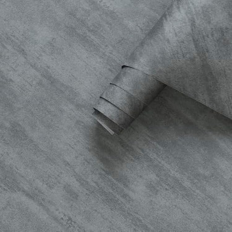 16118 Thick Grey Concrete Contact Paper for Countertops 3D Gray Concrete Wallpaper Peel and Stick Removable Cement Wallpaper Vinyl Wrap Tile Sticker for Kitchen Island Walls