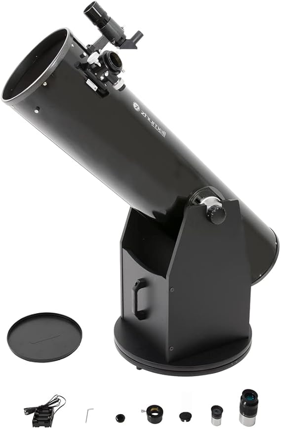 10-inch Dobsonian Reflector Telescope Large Aperture for Crisp, Bright Images Solid Base Construction with Handle for Easy Transport Ideal Astronomical Telescope