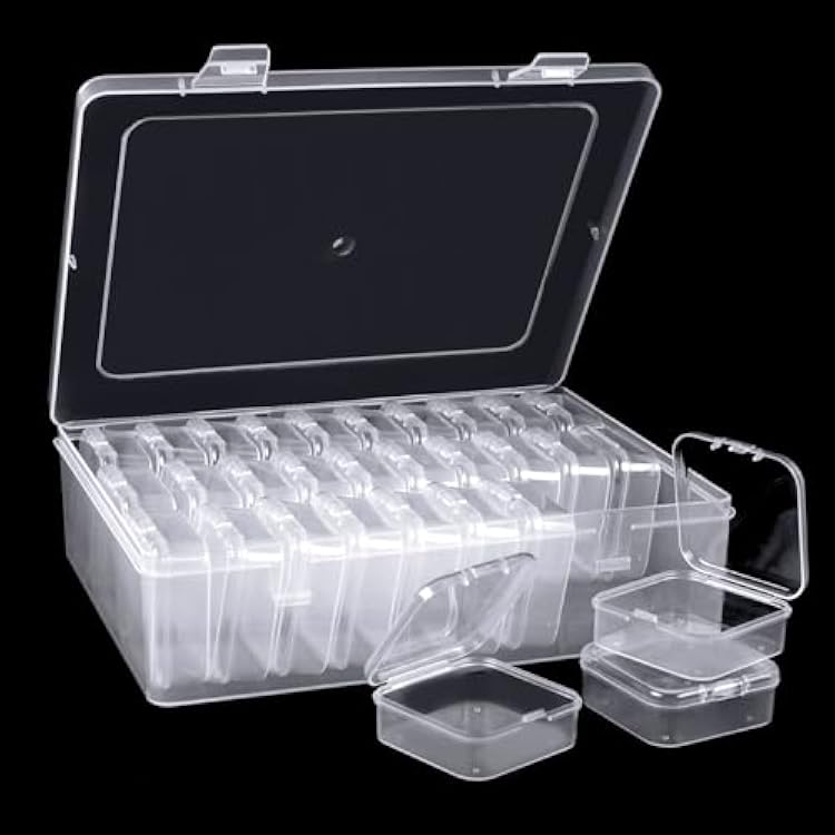 HXSEMAYIG 31PC Bead Organizer Box, Small Plastic Cases, Mini Clear Storage Containers 2