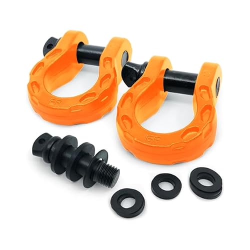 GearAmerica Mega D Ring Shackles - 68,000 lbs Towing Capacity, Stronger than 3/4 D Rings - Tow Shackle Kit with 7/8 Pin & Washers for Secure Connection of Tow Strap/Winch Rope in Off-Road Recovery | Heavy duty tow strap 3/4" 35,053 lb break strength, triple reinforced loops, weather resistant