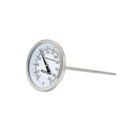 REOTEMP K82-3 Soil Thermometer, 5 Inch Stem, Waterproof, for Seeding and Transplanting Garden Temperature Measurement, 0-220 Fahrenheit