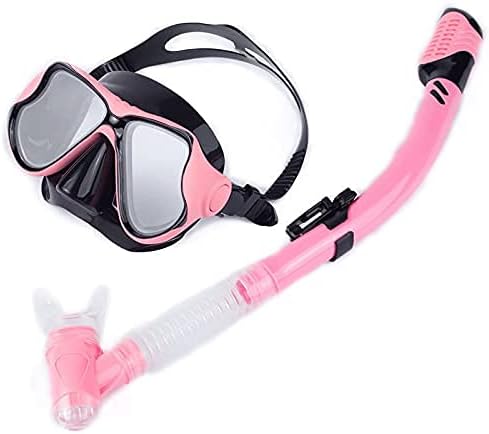 Full Dry Silicone Snorkeling Sambo Suit Adult Snorkel Anti-Fog Diving Snorkeling Swimming Mask (Pink)