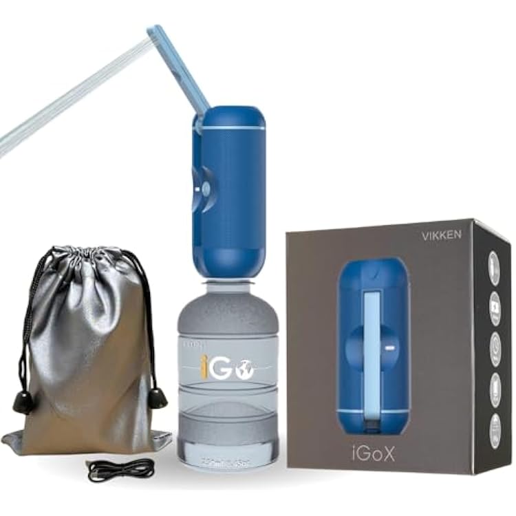 VIKKEN Portable Travel Bidet USB-Type C Rechargeable Electric Mobile Handheld Ultra Strong Water Spray Personal Hygiene Self Care for Women & Men, iGo-X 250ml Blue