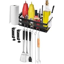 Griddle Caddy for Blackstone 28"/36" Griddles Large BBQ Organizer with 6 J-Hooks, Paper Towel Holder, Ample Storage for Condiments & Tools for Outdoor Cooking, Camping, and Grilling Essentials
