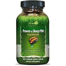 Irwin Naturals Power to Sleep PM - 6mg Melatonin, GABA, Ashwagandha, Valerian Root & L-Theanine Supplements for Men and Women - Supports Restful Sleep Cycle & Relaxation - 60 Liquid Soft-Gels