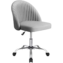JUMMICO Home Office Desk Chair Vanity Chair Twill Upholstered Adjustable Mid-Back Armless Swivel Task Chair Modern Fabric Office Chairs with Wheels for Bedroom, Living Room, Make-up (Pink)