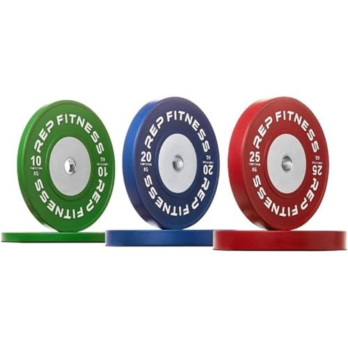 REP Color Bumper Plates, KG Olympic and Competitive, For Barbell Set, Rubber Training Discs for Home Gym Strength Lifting, Low Bounce Durable, Weight Sets of 90 |110 | 120 | 140 Kilogram Options