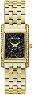 Caravelle by Bulova Ladies Modern Quartz Gold-Tone Stainless Steel Watch, Crystal Accents Style: 44L253