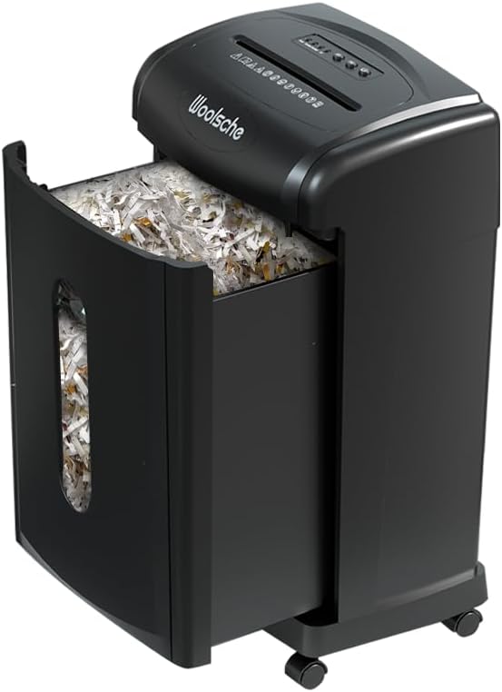 19-Sheet Cross-Cut Heavy Duty Paper Shredder with 7.93Gal Wastebasket - P-4 Security Level Shredder for Office/Home Use, Credit Card & Staples Shredding, Auto-Reverse & Castor Wheels