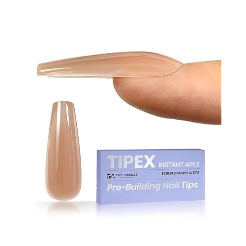 Tipex Instant Apex Nail Tips, Pre-colored Press-on Long Coffin Nails, Thicker Acrylic, Strong Full Cover Gel, Pre-etched False, Matte Underside for Flat Nails - 72 Pieces
