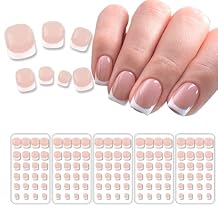 5 Sets White Short Press On Nails Daily Nail Art Tips Glossy French Tips Nude Pink Color Small False Nails 120pcs