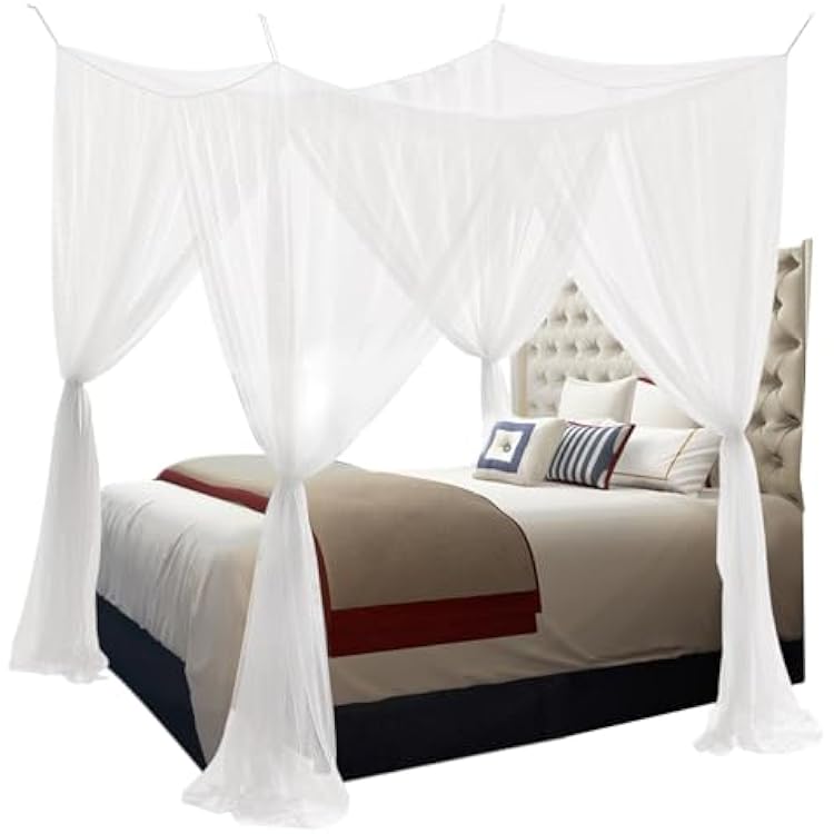 Mosquito Net Bed Canopy for Full Queen King Size Bed,4 Corner Canopy Gothic Bed Curtains,Bug Net for Camping Patio, Halloween Decoration