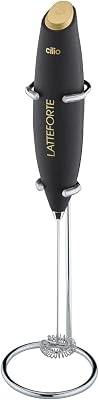 Cilio Latteforte Battery Powered Milk Frother, with Stainless Steel Stand, Black Matte, 2.8 x 9.9
