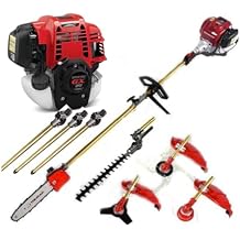 GX50 5 in 1 Multi Trimming Tools,Gas Hedge Trimmer,Weed Eater,String Trimmer, Brush Cutter,Lawn Mower with 3 Extension Pole