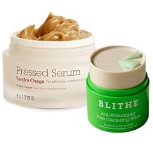 BLITHE Pressed Serum Tundra Chaga 1.68 Fl Oz + Anti-Polluaging Pore Cleansing Balm 1.7 Fl Oz