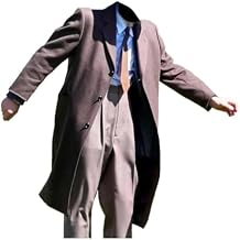 Mens Premium Wool Open Coat Stylish Overcoat Full Length Double Breasted Smart Outwear Trench Coat for Men