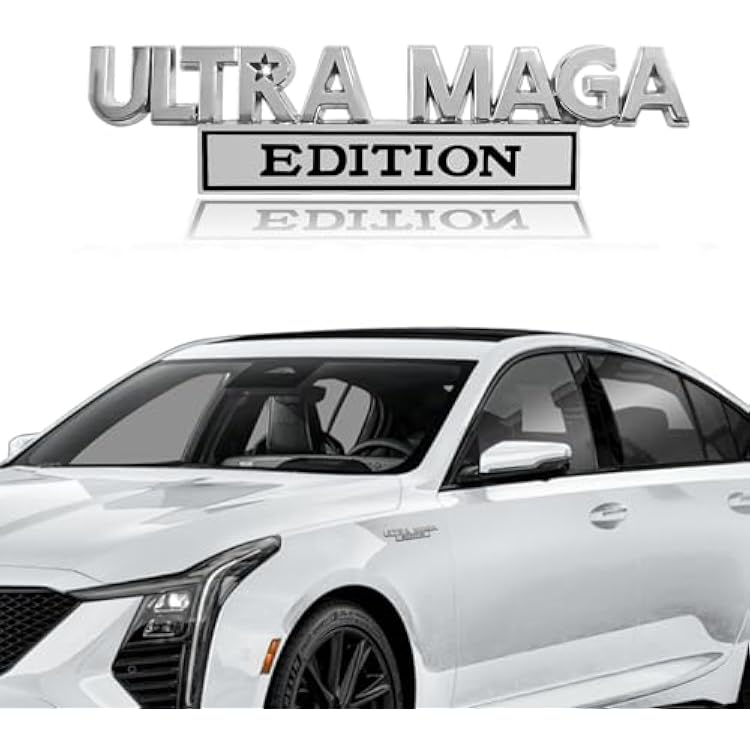 Ultra MAGA Truck Car Emblems Adhesive Sticker, Classic Ultra MAGA Edition Emblems Exterior Auto Street Fighter Personality Body Decor 3D Metal Embossed Stickers for Car, TruckSilverBlack