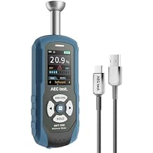 AWT-590 Rechargeable Pinless Moisture Meter for Wood, Drywall & Masonry, Wood Moisture Meter with Adjustable Alarm, Data Records, Non-Invasive Hemispherical Water Leak Detector for Home