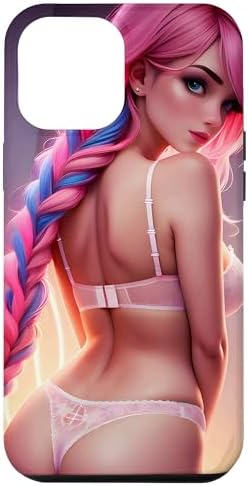 iPhone 12 Pro Max Cute Sexy Anime Manga Waifu Female Pink Lingerie Portrait Case