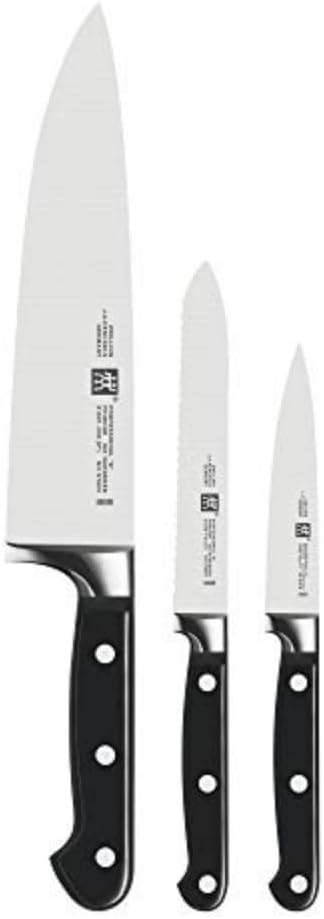 ZWILLING Professional S 3-Piece Razor-Sharp German Starter Knife Set, Made in Company-Owned German Factory with Special Formula Steel perfected for almost 300 Years, Dishwasher Safe