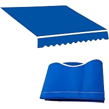 Replacement Patio Awning Fabric Canvas Shade Awnings Fabric, Manual Awning Canopy Cover Replacement, Patio Canopy Replacement Cloth, Blue, 100% Polyester(12x8ft/3.6x2.5m)