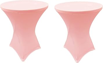 2 Pack Pink 32x42 inches Cocktail Highboy Spandex Fitted Stretch Tablecloth Table Cover Wedding Event Party