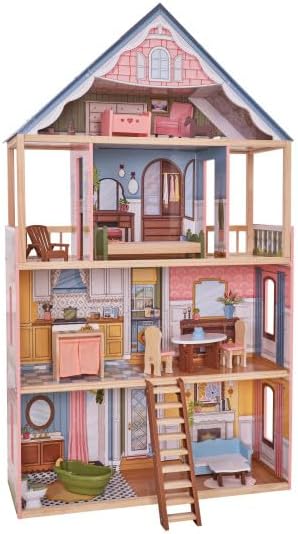 KidKraft Charlotte Wooden Dollhouse with 15 Accessories, for 12" Dolls
