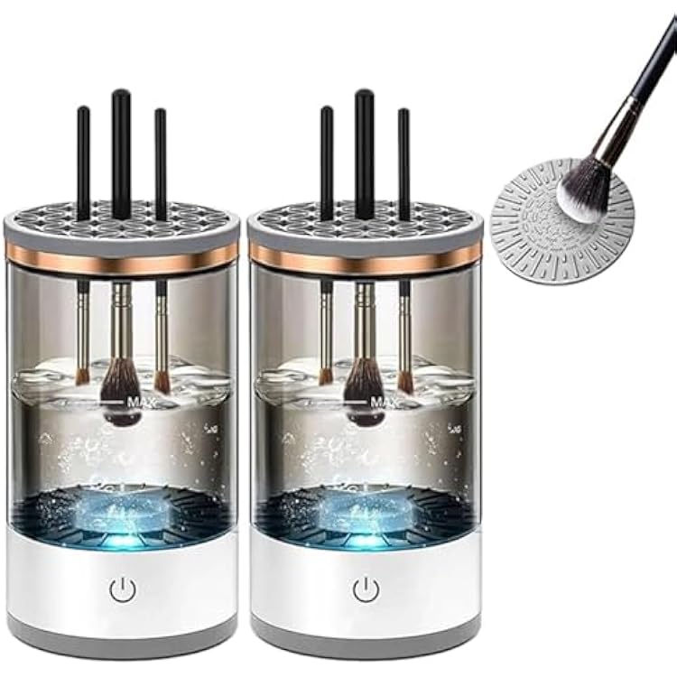 Brushly Pro Cosmetic Brush Cleaner, Makeup Brush Cleaner, Electric Makeup Brush Cleaner Machine, Automatic Spinning Makeup Brush Cleaner Fit Makeup Brush,Black,2PC