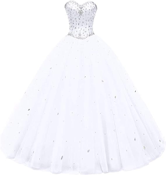 Likedpage Women's Sweetheart Ball Gown Tulle Quinceanera Dresses Prom Dress