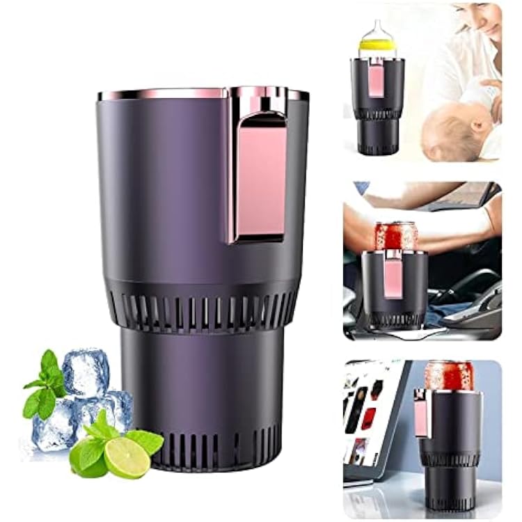 12V Car Office 2 in 1 Heating Cooling Cup Warmer Cooler Cup Smart Digital Display Mug Drinks Holders for Family,Outdoor,Road Trip Color : Purple, Size : 105x95x165mm
