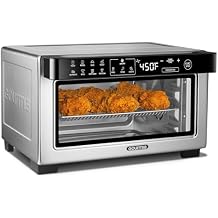 Gourmia Toaster Oven Digital Air Fryer - Convection Mode with 4 Slice Capacity, 3 Rack Positions, 12 Presets, Toast, Bagel, Bake, Roast, Broil, Dehydrate, Popcorn, Fits 9" Pizza, Stainless Steel