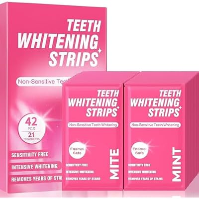 Teeth Whitening Strips: 36 Enamel-Safe Non-Slip Strips for Whiter Teeth - 30-Minute Fast Results, Non-Sensitive & Strawberry Flavor