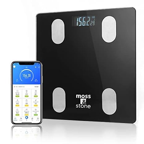 Moss & Stone Digital Body Weight Bathroom Scale - Black Smart Digital Scale