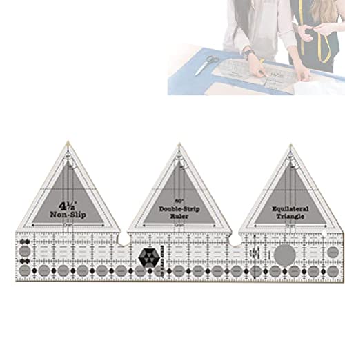 456090 Degree Double Strip Ruler, Double Stripe Quilting Ruler, Creative Ruler Grids, Quilt Rulers, Quarter of Cutting Guide 10 Inch-60 Degrees
