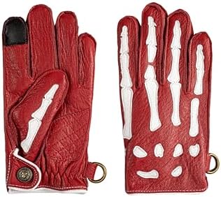 NappaNovum Deerskin Leather Non-Slip Skeleton Motorcycle Warm Lining Winter Gloves for Men,Gloves for Cycling and Riding