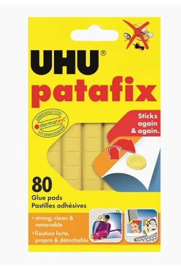 UHU Tac Patafix Yellow Removable & Reusable Adhesive Pads | 80 Pieces | Multi-Purpose Sticky Tack for Posters, Crafts, Office & School Use