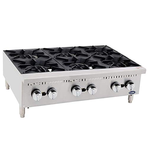 CookRite ATHP-36-6 Commercial Hot Plate Countertop Six Burner Liquid Propane Range 36 - 150,000 BTU