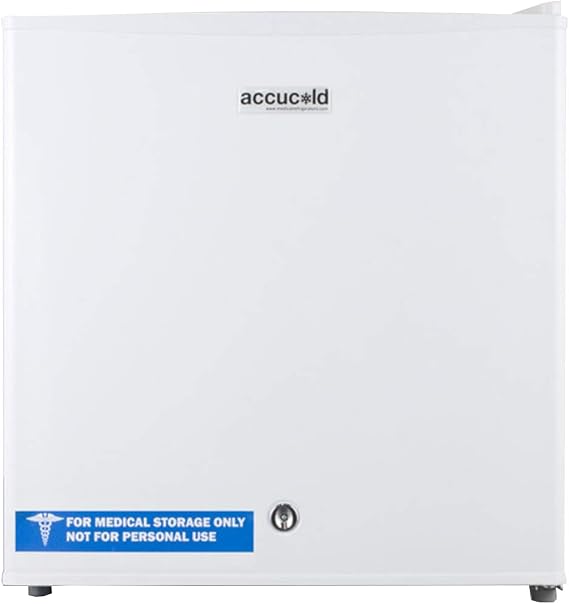 Accucold Compact Freezer, White- FS24L | Countertop Freezer, 1.4 cu.ft. Capacity, Factory installed lock