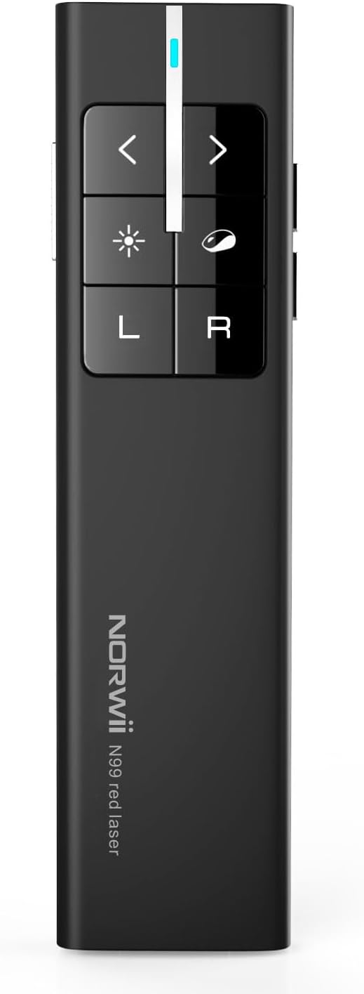 N99 Air Mouse Presentation Clicker with Laser Pointer, Wireless Presenter | Rechargeable Clicker for PowerPoint presentations, Volume Control PowerPoint Clicker, Presentation Remote, Annotate and Erase