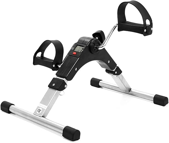 Folding Pedal Exerciser LCD Display Indoor Mini Exercise Bike with Adjustable Resistance For Home Elderly Rehabilitation Leg Arm Trainer