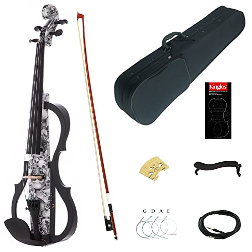 Kinglos 44 Colored Solid Wood Advanced 3-Band-EQ ElectricSilent Violin Kit with Ebony Fittings Full Size SDDH1312