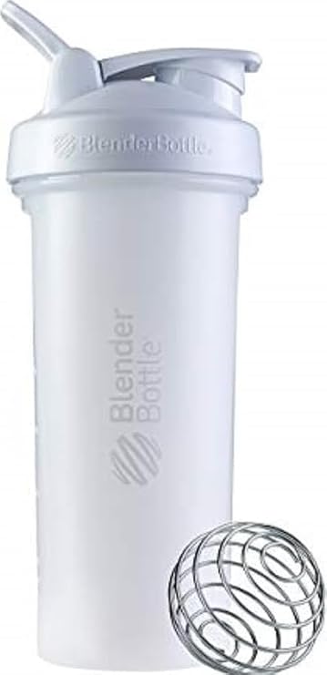 BlenderBottle Classic V2 Shaker Bottle with Stainless Steel Ball, For Protein Shakes, Dishwasher Safe, 830ml, White
