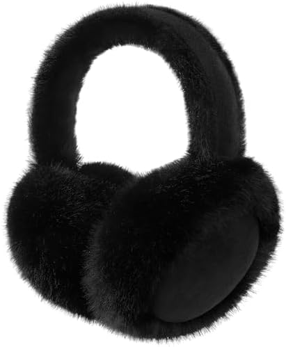 Clothirily EarMuffs for Women, Faux Fur Warm Ear Muffs for Winter, Foldable Winter Ear Covers, Fuzzy Ear Warmers for Women