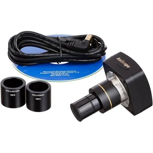 AmScope MU500-PB10 5MP USB Camera for Microscopes  Software  Test Slides, Compatible with Windows XPVista78 and Mac OS 10.6 & Up
